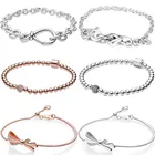 Крупные бусины в форме сердца с узлом бесконечности, украшенные искусственными кристаллами, подходят для Pandora скользящий браслет, очаровательные ювелирные изделия