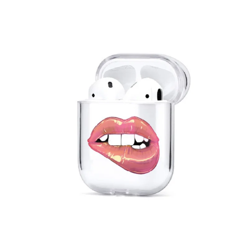

Прозрачный чехол с губами и цветами для Airpods, чехол s PC, простой силиконовый чехол для AirPods 2, чехол для наушников Apple Air Pods, чехол