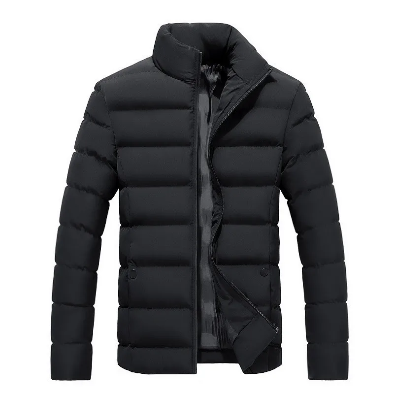 

New Men's Thick Warm Cotton Jacket Autumn and Winter Trendy Fashion Youth Stand-up Collar Slim Padded Coat Casual Puffer Jackets