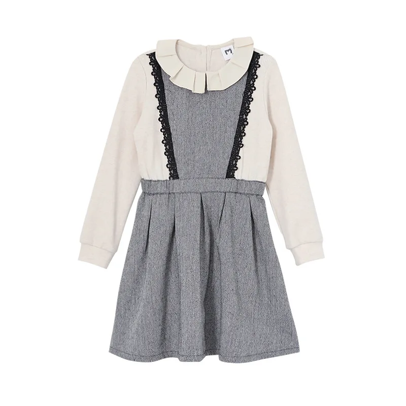 Осень 2019 г. новая одежда для девочек-подростков модное платье из двух предметов