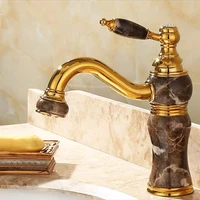 bathroom faucets gold brass single handle bathroom 360 rotate basin tap with jade cold hot water sink crane mixer taps torneira