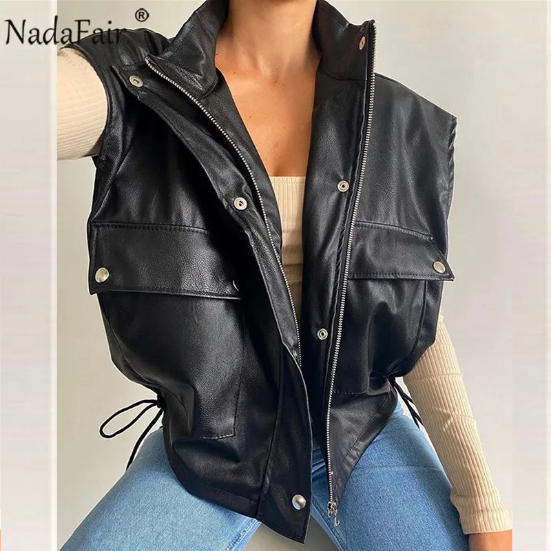 Nadafair куртка из искусственной кожи пальто для женщин весна 2021 повседневные с
