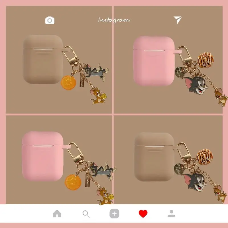 Милый чехол для наушников AirPods мультяшный Кот Том и Джерри брелок беспроводные наушники чехол для Apple Airpods 2 сумка аксессуары