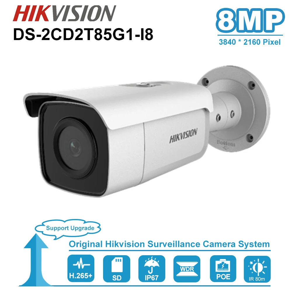 

Hikvision DS-2CD2T85G1-I8 8MP 4K Fixed Bullet Network Camera POE Outdoor Security Night Vision IR Distance 80m Darkfighter