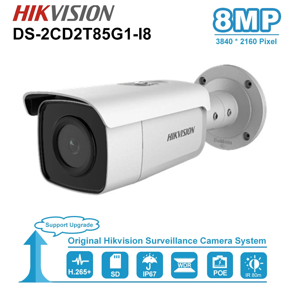 Hikvision DS 2CD2T85G1 I8 8MP 4K с фиксированной пулей сетевая камера POE наружная безопасность
