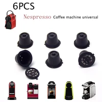 6pcs reusable nespresso coffee capsules cup with spoon brush black refillable coffee capsule refilling filter coffeeware tool