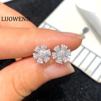 luowend 100 18k white gold earrrings women stud earrings real natural diamond earring elegant cherry design ins ol style