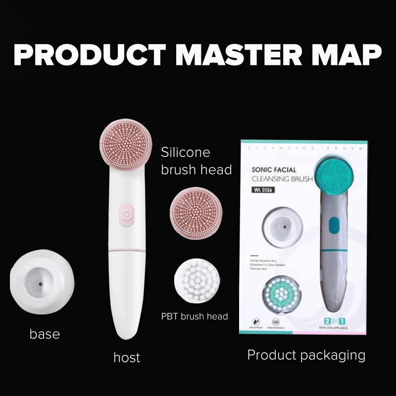 

2 in 1 Electric Facial Brush Sonic Vabrating Massage Face Cleansing Brush Deep Clean Remove Blackheads Acne Skin Care Tools
