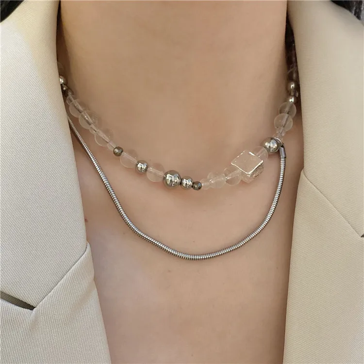 

Cold wind hip-hop stitching necklace for men and women, Korean retro design, wild necklace, clavicle chain, sweater necklace