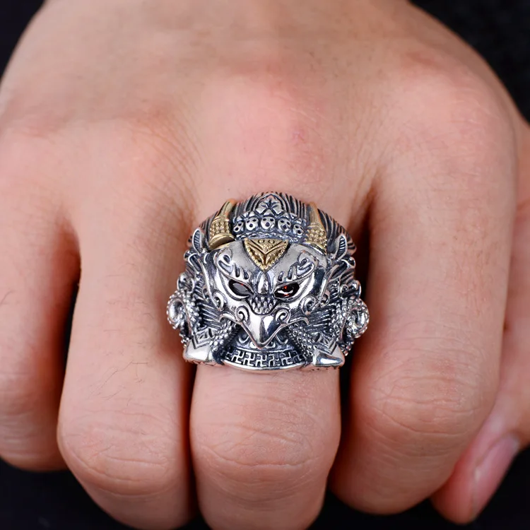 

Уникальный реальные 925 пробы серебро звериного стиля кольца Регулируемый Размер покровителя в стиле панк-рок ювелирные изделия для Для муж...