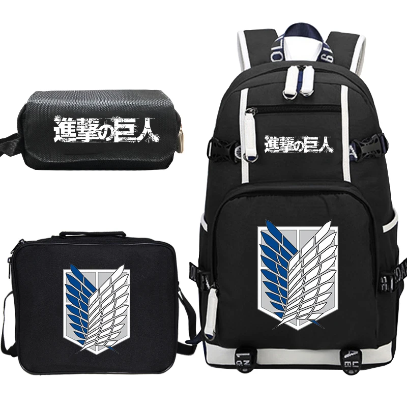 Рюкзак с героями аниме атака титана для детей чехол карандаш обеда сумка тоут