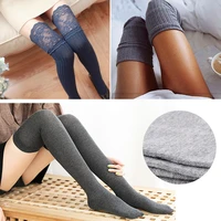 sexy thigh high stockings over knee autumn winter warm women lace stockings cotton female knitting long stockings hosiery