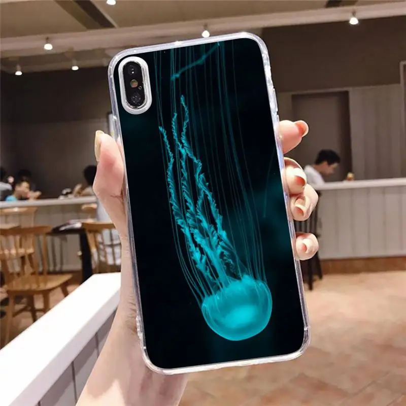 

ocean animal cute Jellyfish Phone Case Transparent for iPhone 6 7 8 11 12 s mini pro X XS XR MAX Plus
