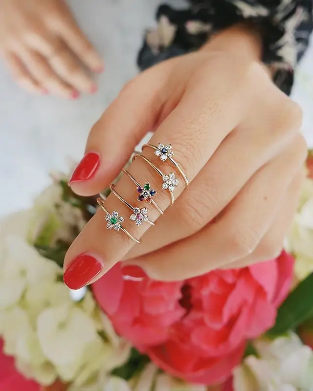 Модные белые синие Кристальные кольца на пальцы с цветком прекрасное