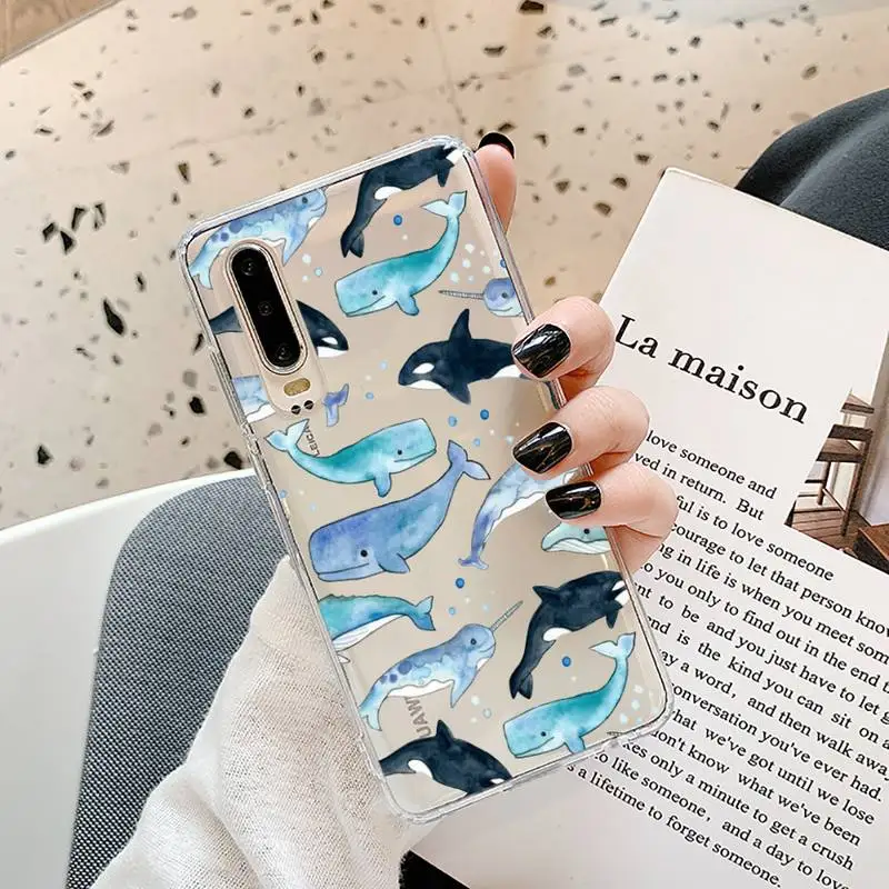 

shark Phone Cases Transparent for Samsung A71 S9 10 20 HUAWEI p30 40 honor 10i 8x xiaomi note 8 Pro 10t 11