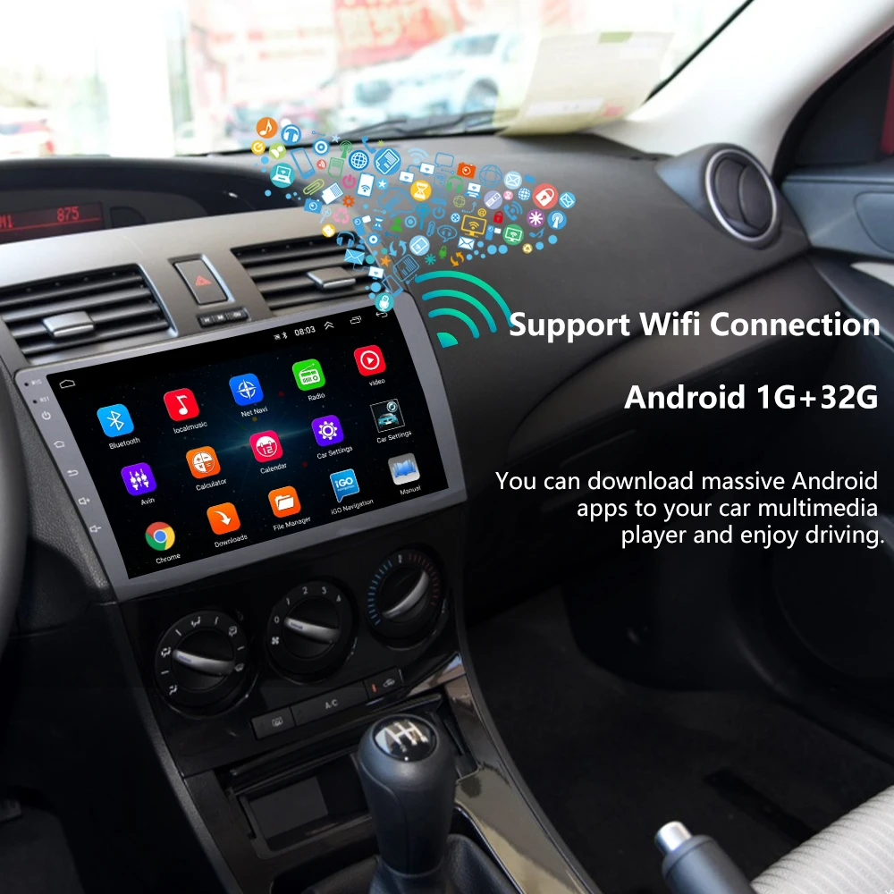 AMPrime Android Радио стерео 2 din 9 &quot2.5D автомобильный мультимедиа для Mazda 3 2004 2009 WIFI BT 1G 32G