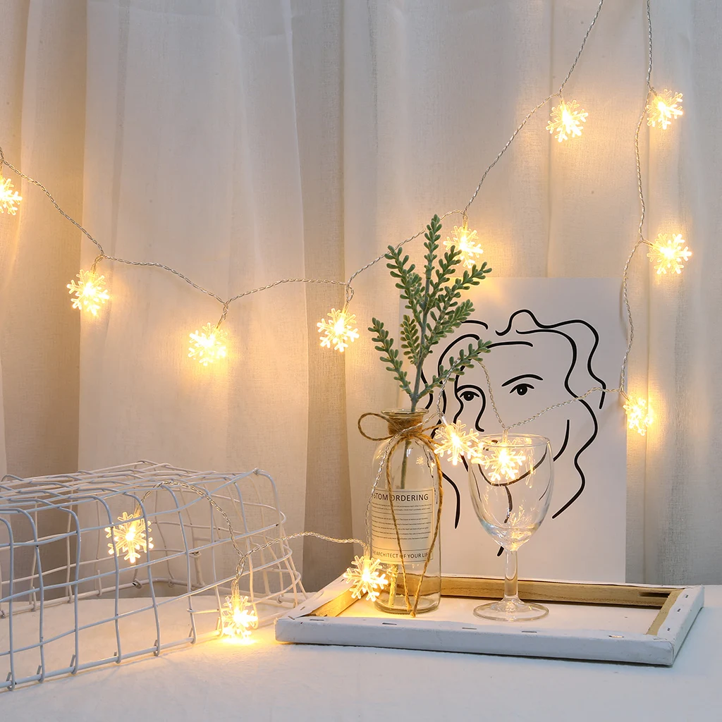 20 светодиодов Рождественская елка снежные хлопья светодиодная гирлянда для