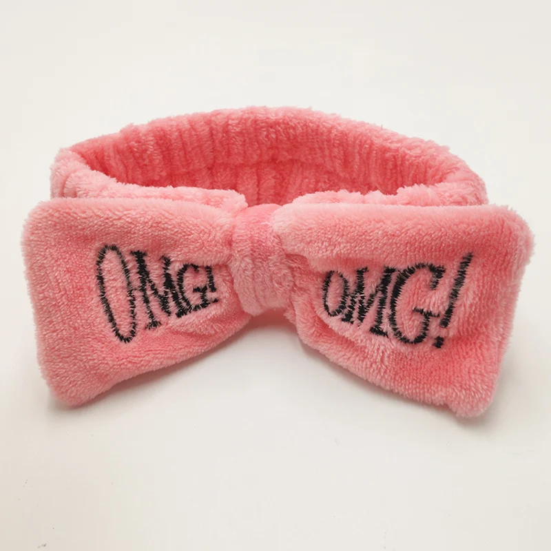 Повязка на голову с бантом-бабочкой женская Модная Мягкая повязка надписью OMG для
