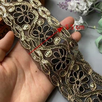 1 yard floral lace trims ribbon sequin ethnic embroidered for bridal hat diy sewing material dress decoration guipure supplies