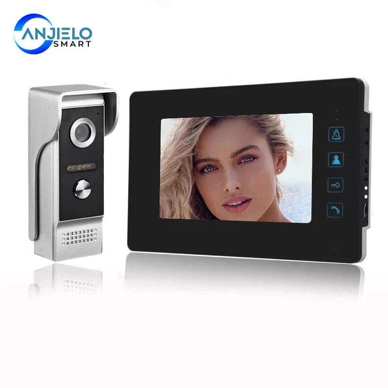 

7" video doorbell intercom system Night vision IR 700TVL Waterproof Doorphone Camera Unlock for Home Apartment Security