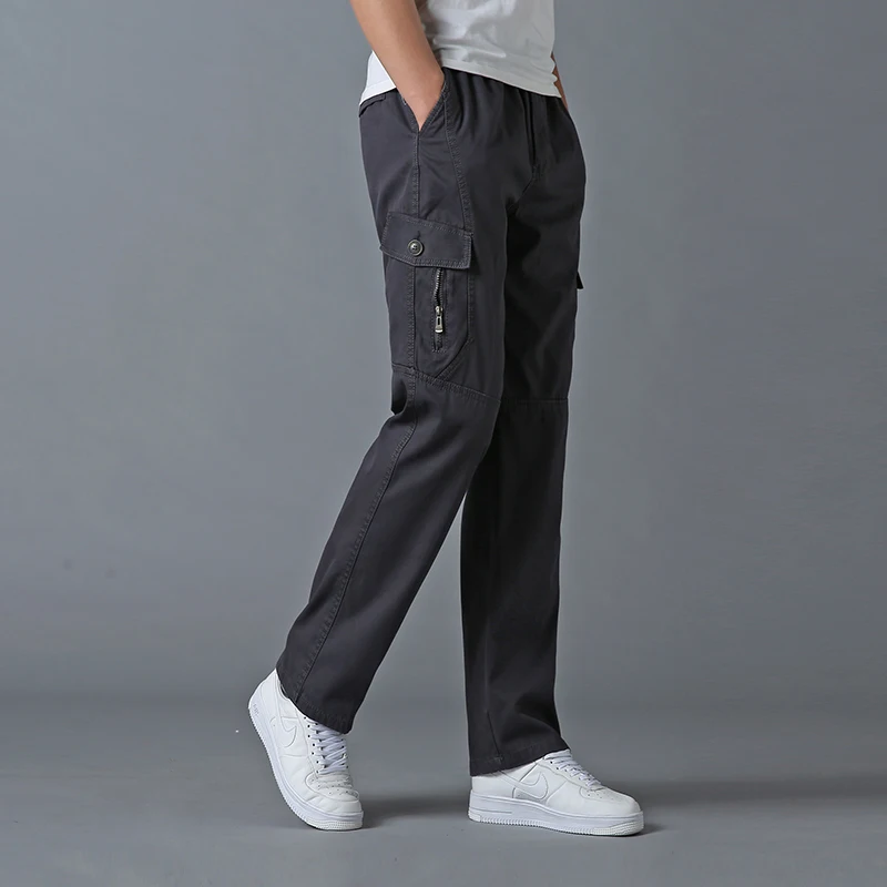 Mens Heavyweight Cargo Sweatpant Fashion Baggy Pants with 6 Pockets Drawstring Elastic Waist work Outdoor casual Cotton trousers  - buy with discount