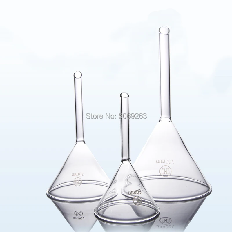 

High borosilicate glass triangle funnel diameter 40mm to 150mm laboratory filtration tools