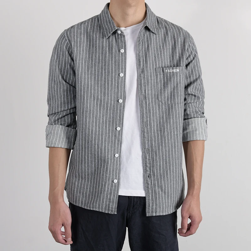 Рубашка мужская в полоску с длинным рукавом 100% хлопок |