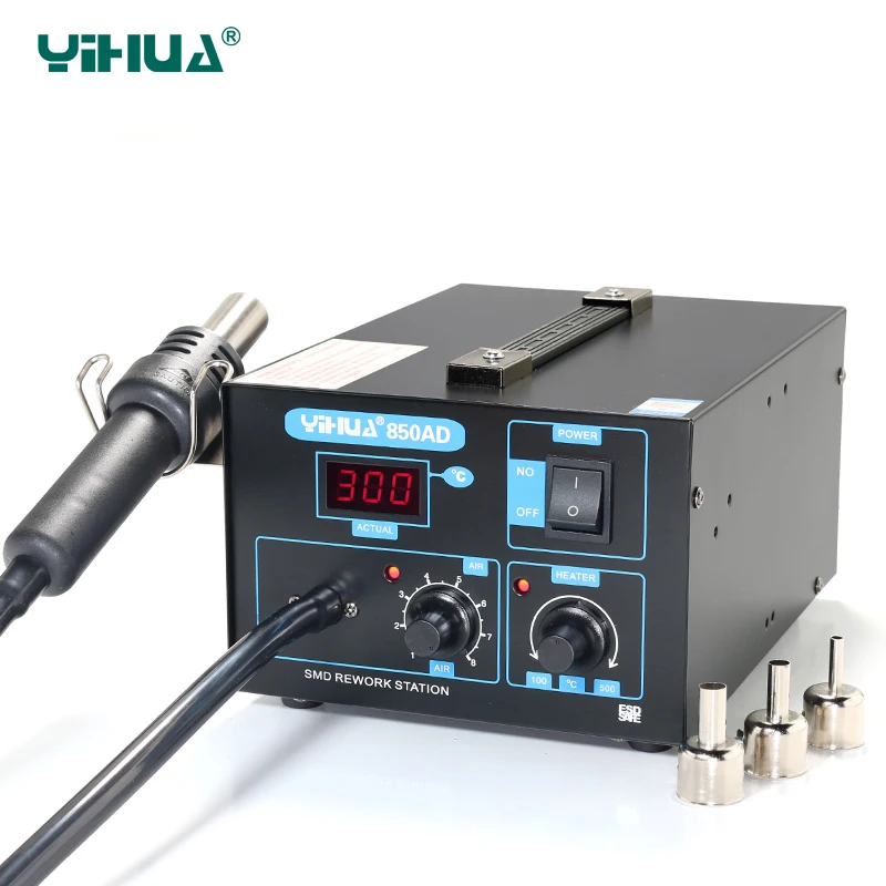 

YIHUA 850AD SMD паяльная станция для сотового телефона с горячим воздухом, 550 Вт, 220 В, воздушный насос