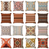 dropshipping one side printed ethnic cotton linen cushion cover sofa decorative vintage geometric cover decor home pillow cojin