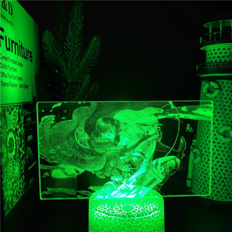 Акриловая 3d лампа Леви Аккермана из атаки на Титанов светодиодный ночсветильник