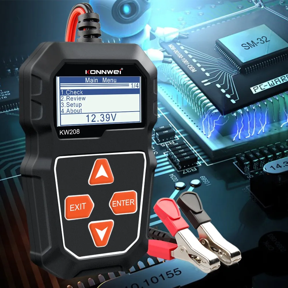 

KW208 Car Battery Tester 12V 100-2000CCA Cranking Charging Circut Tester Battery Life Analysis Voltage Detectors Instruments