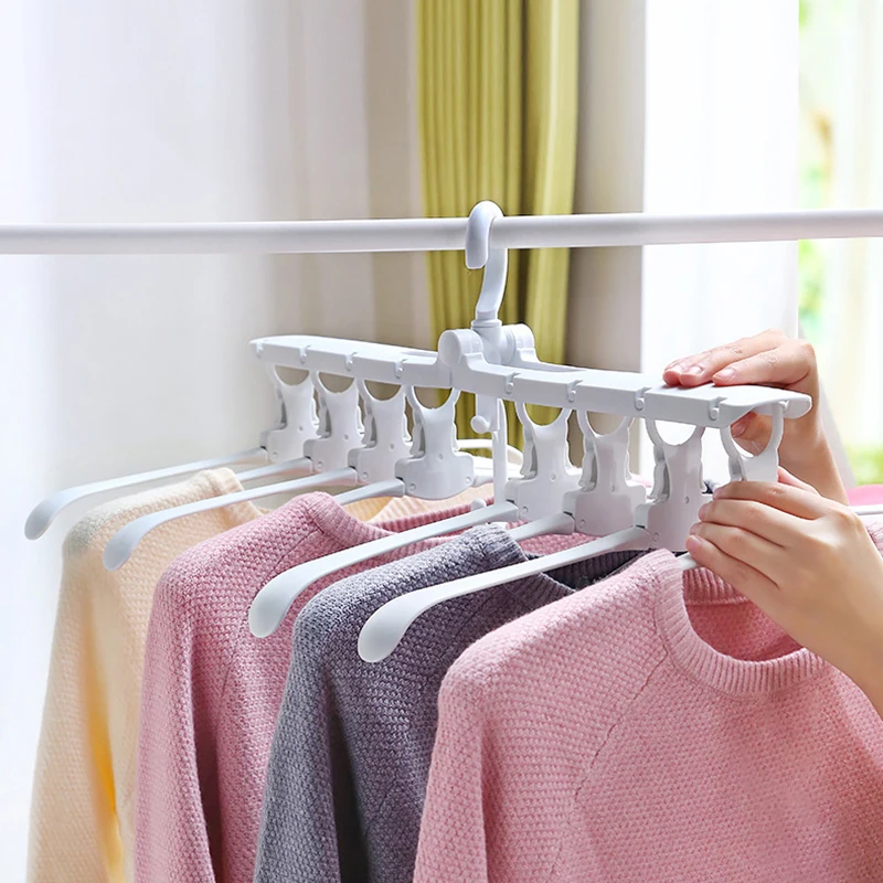 

Magical Clothes Hanger Organizer Multi Folding Anti Slip Plastic Wardrobe Space Saving Clothing Hanger Cloth Rack Drying Holder