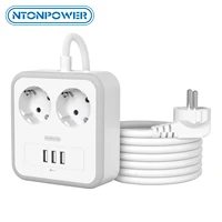 ntonpower wall mountable usb power strip with 3m extension cord network filter with 2 ac socket 3 usb port business smart plug