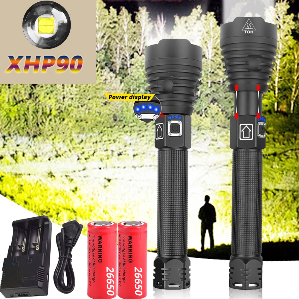 Большинство Мощность Фул XHP90 светодиодный фонарик супер Мощность XHP70 светодиодный фонарь USB XHP50 лампа масштабирования фонарь Применение 26650 Перезаряжаемые Battey