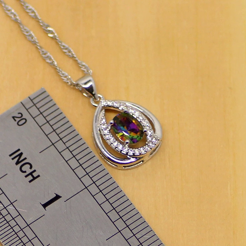 Мистик Радуга Циркон Ювелирные наборы из стерлингового серебра 925 пробы