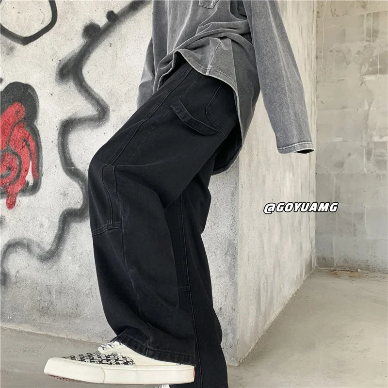 Multicolor Baggy Jeans Men Fashion Casual Wide-leg Jeans Mens Japanese Streetwear Loose Hip-hop Straight Denim Trousers Men