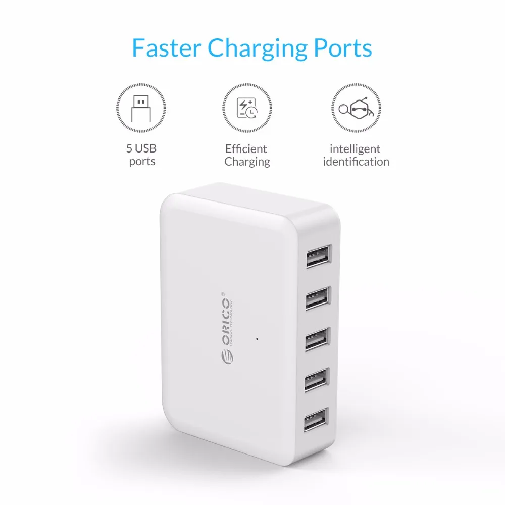 USB зарядное устройство ORICO с 5 портами портативное умное быстрое для путешествий