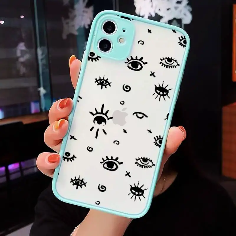 

Evil Eye Phone Case Clear Funda matte transparent For blue iPhone 7 8 x xs xr 11 12 pro plus max mini
