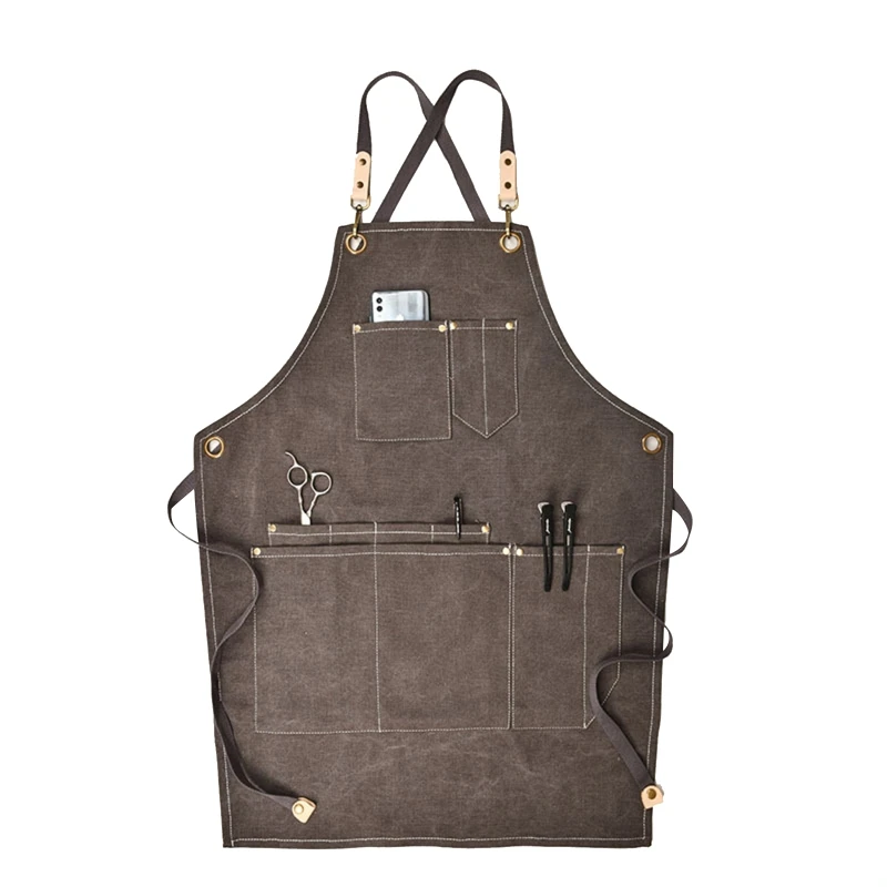 

Summer Canvas Work Apron Denim Korean Version Hairdressing Hairdresser Floral Barista Y5JC
