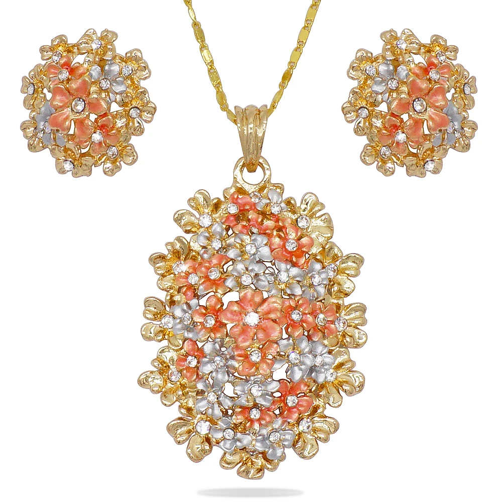 Ювелирные наборы стразы из розового золота по оптовой цене свадебное ожерелье