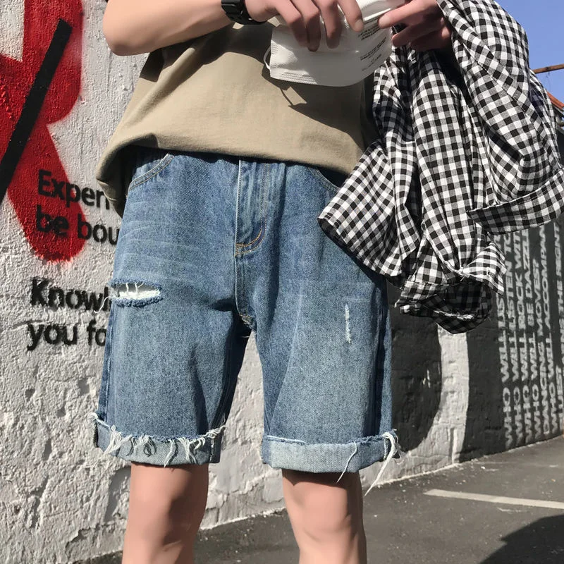 

Privathinker рваные мужские однотонные Джинсовые Шорты повседневные Хип-хоп уличные прямые мужские джинсы модные летние короткие брюки