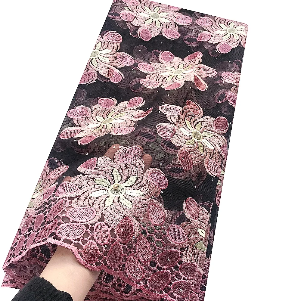 

Aso Ebi Embroidered French Tulle Mesh Lace Fabric Green Beaded Bridal Lace Fabric Pink African Lace Fabric For Party Dress