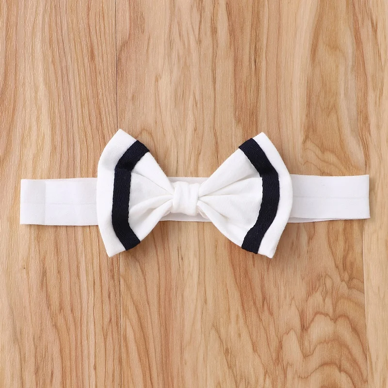

2021 Baby Girl Romper Baby Clothes Sweet 2 Pcs Sets Short Sleeve Bow Sailor Collar Baby Romper Summer Baby Girl Bodysuit 0-12M
