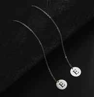 sipuris steel long thin chain tassel ball letter drop earrings for women threader earrings trend jewelry round pendant earrings