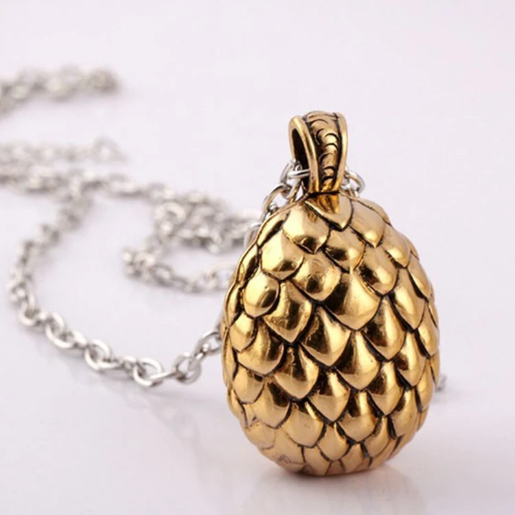 Gold Dragon Egg Necklace Song Of Ice And Fire Mother of Dragons Queen Pendant Vintage Fashion Movie Jewelry Men Women Wholesale