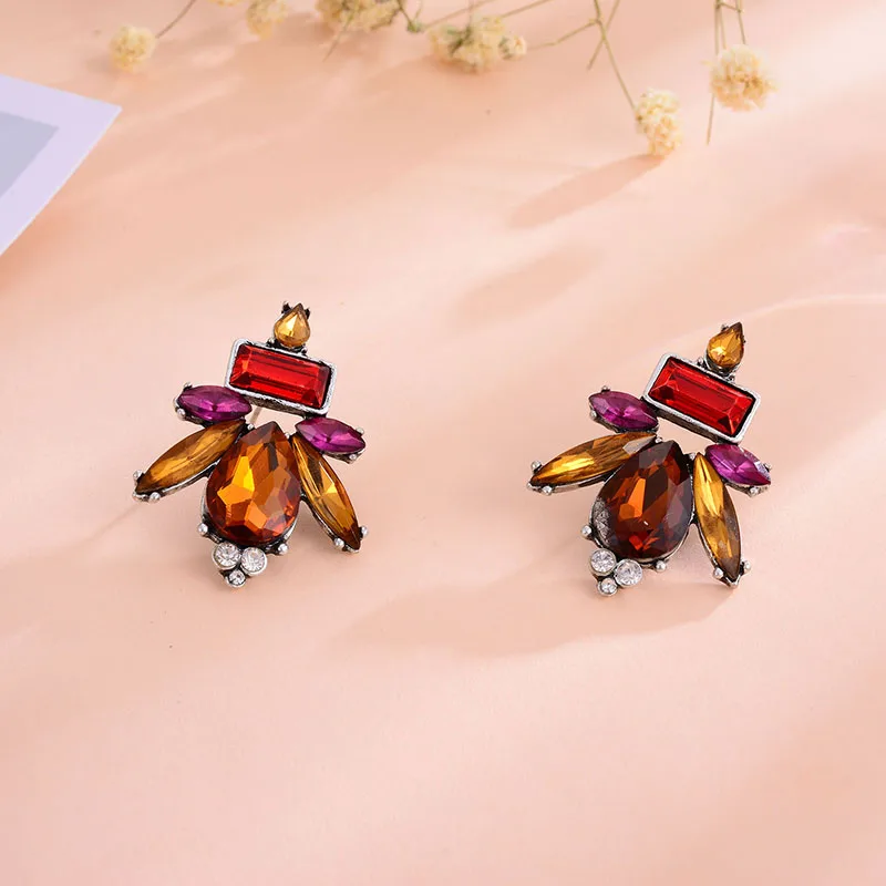 Shineland модные ювелирные изделия набор женщин Кристалл Разноцветные цветы