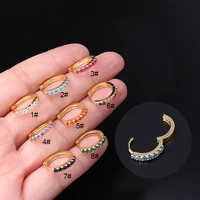 1pc trendy rainbow cz hoops earrings for women ear buckle tragus nose piercing earrings ring cartilage puncture rook jewelry