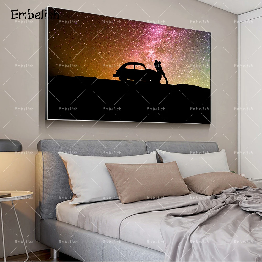 

1 Pieces Fashion Wall Art Pictures For Living Room Lover Kiss In Front Of The Car HD Canvas Painting Home Decor Poster
