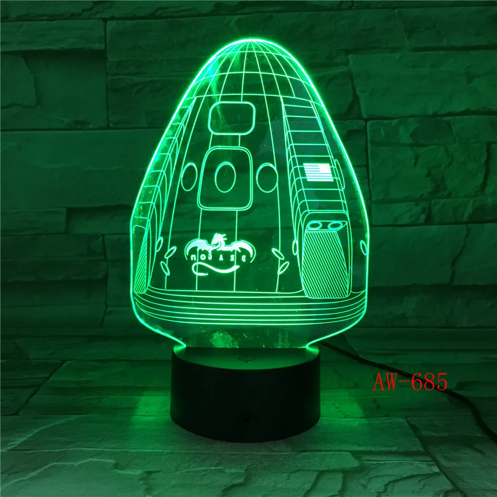 Dragon Space Capsule 7 цветная лампа 3D визуальные светодиодные ночники для детей сенсорный