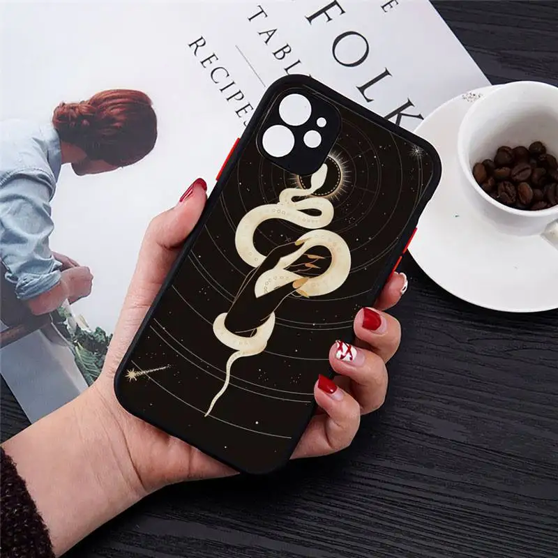 

Snake art design animal Phone Cases Matte Transparent for iPhone 7 8 11 12 s mini pro X XS XR MAX Plus cover funda